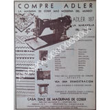 Cartel De Maquinas De Coser Adler 1953 104, Casa Diaz De Maq