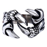 Anillo Garra Dragón Punk Acero Inoxidable Color Plata Hombre