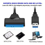 Cabo Adaptador Leitor Usb 3.0 Para Hd Ssd De Notebook 2.5