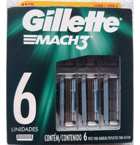 Gillette Mach 3 Refil De Lâminas Contém 6 Cartuchos