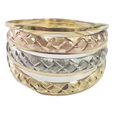 Anel Tricolor Feminino Ouro 18k 750