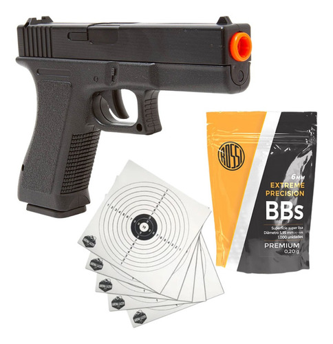 Pistola Airsoft Vigor Glock V307 6mm Spring 1000 Bbs 5 Alvos