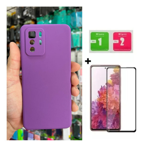 Capa Capinha Case + Película 3d Para Xiaomi Poco X3 Gt 6.6 Cor Roxo Para Poco X3 Gt