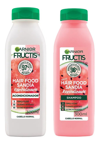 Kit Fructis Brillo Hair Food Sandía: Shampoo Y Acondicionado