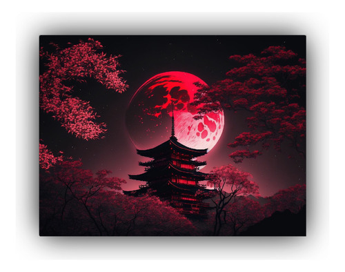 Canva Bastidor Madera Hermoso Japones Mural 45x30cm Paisajes