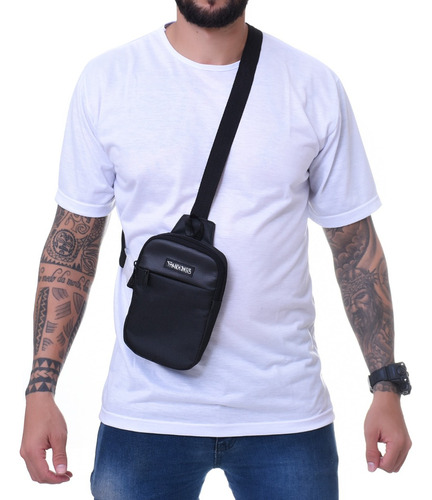 Shoulder Bag Bolsa Masculina Transversal Pochet Lateral Mini