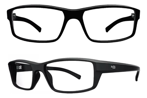 Armação Oculos Grau Hb Polytech 93055 Preto Fosco Original