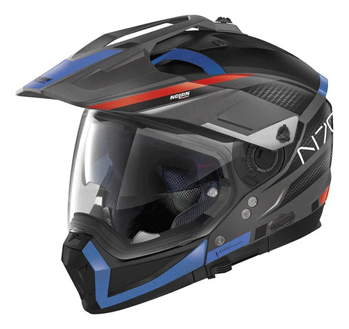 Casco Nolan N70-2 X Earthquake N-com Negro Azul Rojo