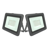 2x Refletor Led 100w Holofote Bivolt Prova Dágua Ip66  Frio