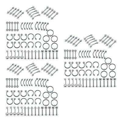 180 Piezas Labio Lengua Ceja Vientre Piercings 6mm