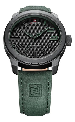 Reloj Naviforce 9202 Cuarzo De Cuero,verde,cafe,gris,negro