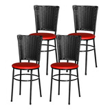 Kit 4 Cadeiras Pretas Hawai P/ Área De Lazer Restaurante: Cor Da Estrutura Da Cadeira Preto Cor Do Assento Floral Preto Desenho Do Tecido Floral Preto