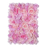 3 Panel Muro Flores Artificiales Pared Floral Rosa Hortensia