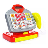 Caja Registradora Hyl De Juguete Con Calculadora Luz Sonido Color Gris Y Rojo