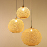 Lámpara Colgante De Ratán Tejida De Bambú Para Sala De Estar