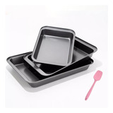 Set 3 Charolas Moldes Para Hornear Pan Pasteles Galletas