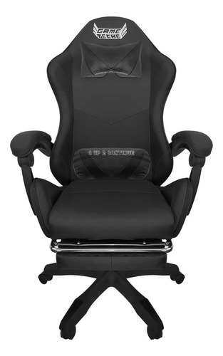 Silla De Escritorio Gameteche Gamer Ergonómica Negra Con Tapizado De Cuero Sintético