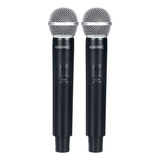 Set 2 Microfonos Inalambricos Karaoke Uhf Alta Calidad M205 Color Negro