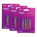 Kit 12 Pilhas Recarregável Aaa Palito Blister Com 4 Un Elgin