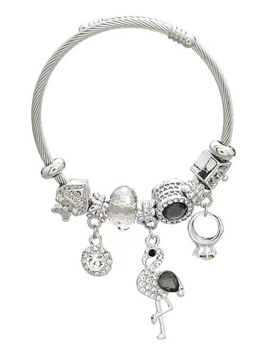 Pulseira Bijuteria Festa Luxo Flamingo Strass Moderno Jl240