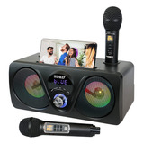 Sistema De Karaoke Anboves Portatil, Con 2 Micrófonos, Negro