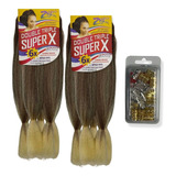 Kit 2 Jumbos Para Tranças Box Braids + 20 Anéis Reguláveis Cor T1b/30/613