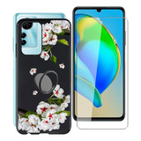 Funda Negra Con Flor Y Anilo Para Celular Zte Blade A72s 