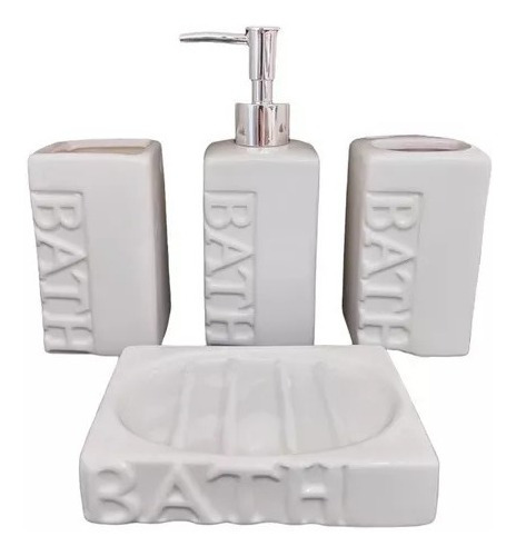 Set De Baño 4 Piezas Cerámica Bath Dispenser Jabonera