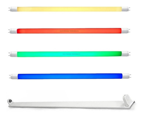 X1 Tubo Led Color 18w Vidrio Y Listón Portatubo 120cm 220v