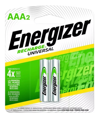 Pilas Recargables Aaa Energizer Recharge Nh12-700 1.2v 2un