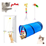 Kit 3 Brinquedo Para Gato Tunel Elástico Pendura Porta Rato