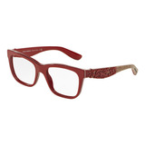 Lente Óptico Dolce & Gabbana Dg3239 Barroc Wayfarer Dark Red