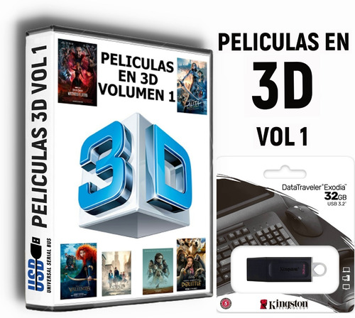 Usb 32gb Con Peliculas En 3d Tercera Dimension Sbs Vol 1