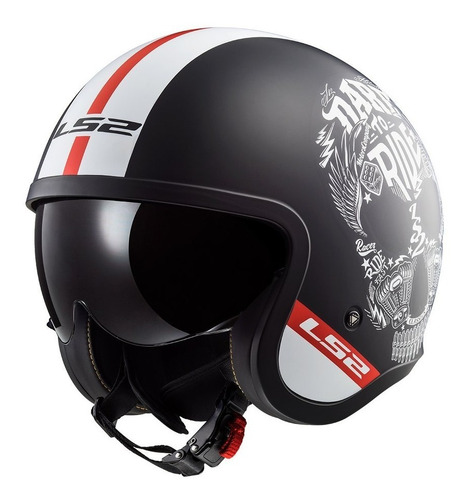 Casco Moto Abierto 599 Spitfire Ink Negro Blanco Mate