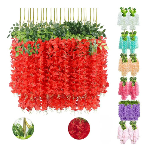 Y Flores Artificial Wisteria 12pzs 1.1m Decoración Con Y Q