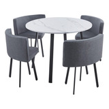 Juego De Comedor Mesa 100cm Y 4 Sillas/ Sillones Moderno 