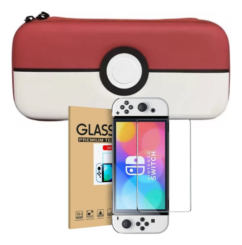 Estuche Protector Duro + Lamina Mica Pokemon Switch Oled