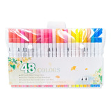 Kit 48 Brush Caneta Pen Ponta Pincel Lettering Canetinha