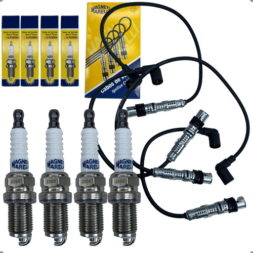 Kit 4 Cabos + Vela Gol Voyage Saveiro G4 G5 1.0 1.6 8v Ea111