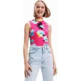 Polera Nueva Desigual M Fucsia Flor