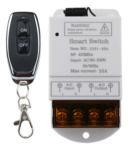 Interruptor De Controle Remoto Rf De 433 Mhz Ac 90v-250v 30a