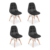 Pack 4 Sillas Eames Capitone Acolchadas Negras