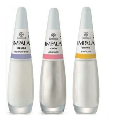 Kit 3 Esmaltes De Unha Branquinhos Impala 7,5ml Cada