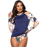 Kit Biquini + Blusa Térmica Feminina Proteção Uv Estampada