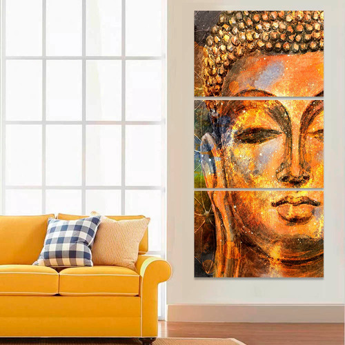 Quadro Decorativo Kit 60x120 Cabeça Buda Tibetano Esotérico 