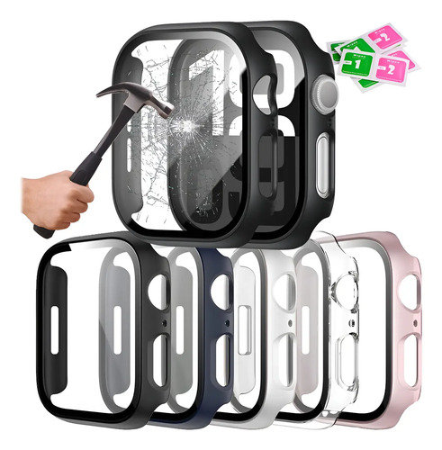 Case Cristal Templado Mica Para Apple Watch Serie 11/10 5pc