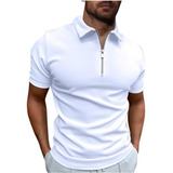 Camiseta Polo De Manga Corta De Color Liso Para Hombre