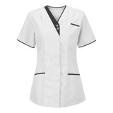 Uniforme De Enfermera Liso De Patchwork Para Mujer, Camisa C