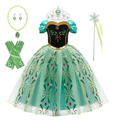 Vestido Anna Princess Frozen Para Niñas Con Estampado, Talla