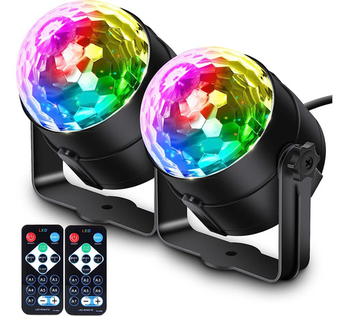 Bola Disco X2 Luz Ritmica Remoto 7 Modos Rgb Luces Fiesta Dj